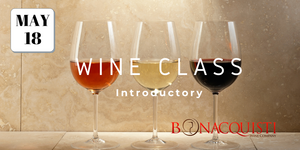 A glass of red, white and rose' wine siting on a marble tile. introductory wine class May 18th at Bonacquisti Wine Co.