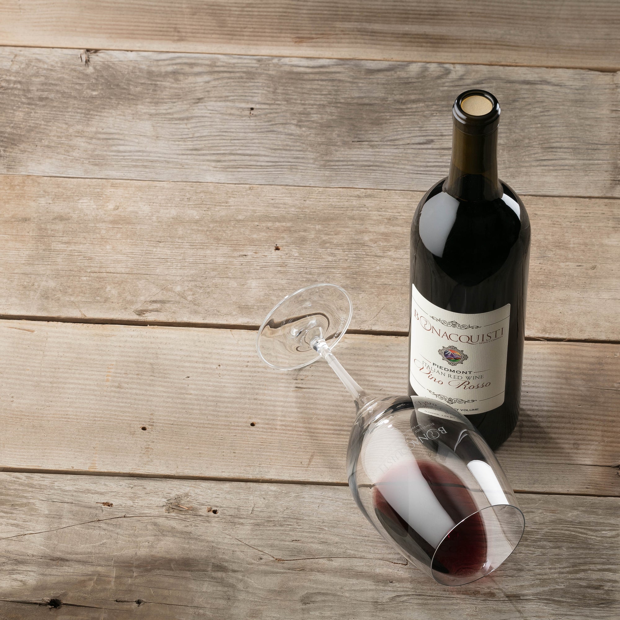 Red wine on a table from Bonacquisti wine company