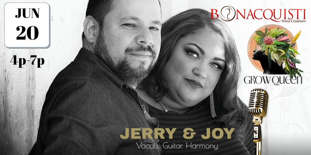 Promotional poster for a performance by Jerry and Joy featuring event details and Bonacquisti logo.
