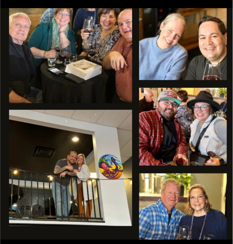 Photo collage of customers having a great time at Bonacquisti Wine Co