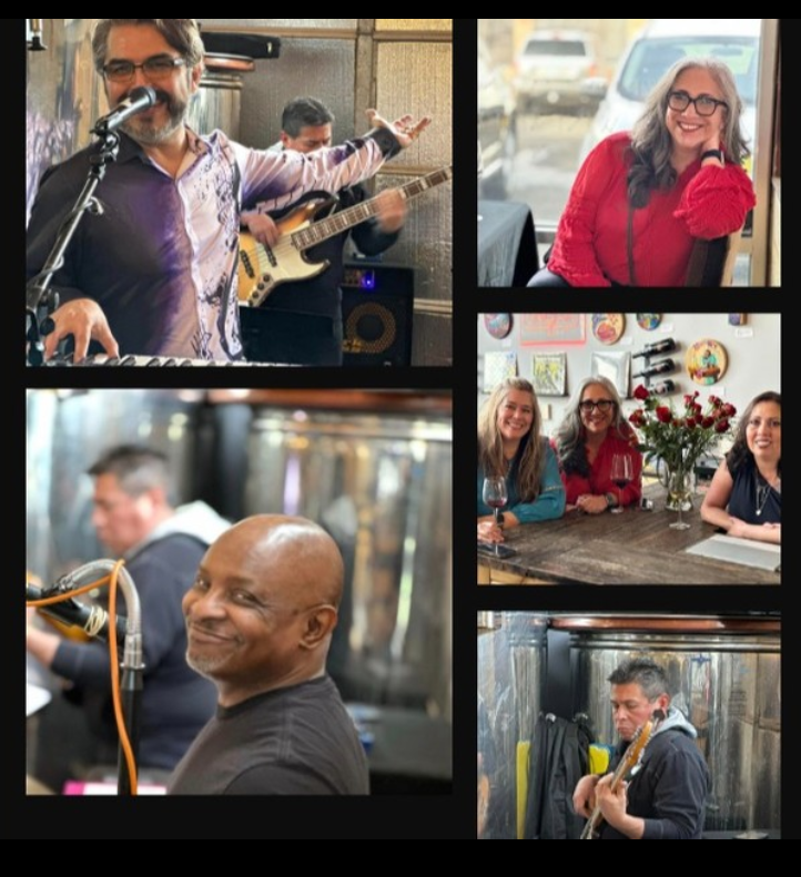 photo collage of the band playing at Bonacquisti Wine Co